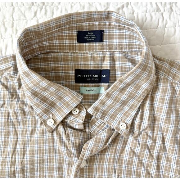 PETER MILLAR‎ Flex Finish Long Sleeve Button Up Shirt Mens L Multi Plaid PREPPY - Picture 2 of 5